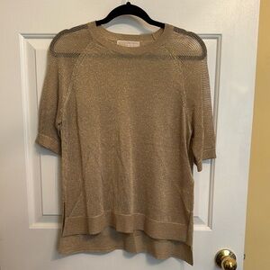 Michael Kors Gold Crew Neck Sweater Lightweight Knit
